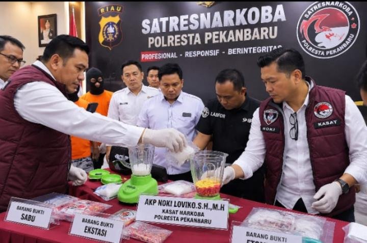 Polresta Pekanbaru Ciduk 128 Tersangka Narkoba selama Empat Bulan, Selamatkan 10.579 Jiwa