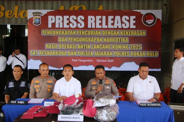 Polres Rohul Ungkap Kasus Curas dan Narkotika Hasil Operasi Antik 2025, 29 Tersangka Diamankan