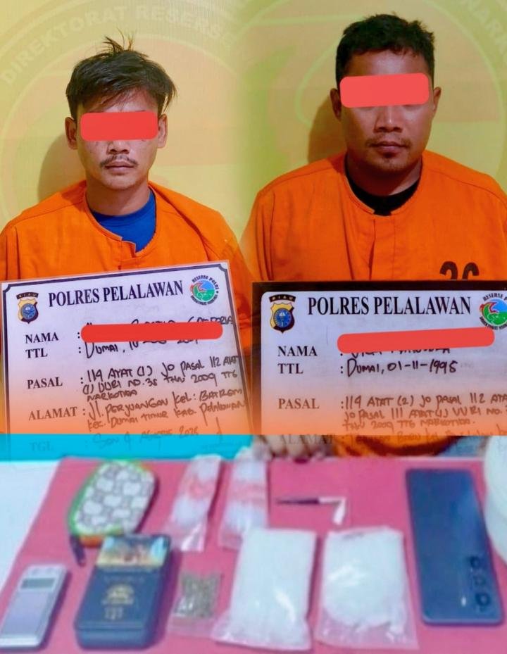 Dua Bersaudara Pengedar Narkoba Ditangkap Polres Pelalawan