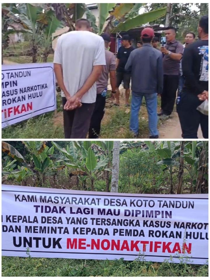 Warga Koto Tandun Demo Tuntut Kades Dinonaktifkan, Tersandung Dugaan Kasus Narkotika