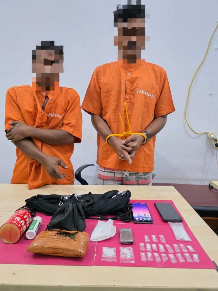 Polsek Kampar Tangkap 2 Pengedar Sabu dan Daun Ganja Kering di Rumbio Jaya