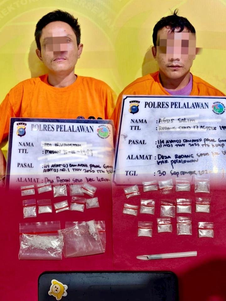 Dua Jaringan Pengedar Antarkabupaten Digulung Polres Pelalawan, Sita 27 Paket Sabu 