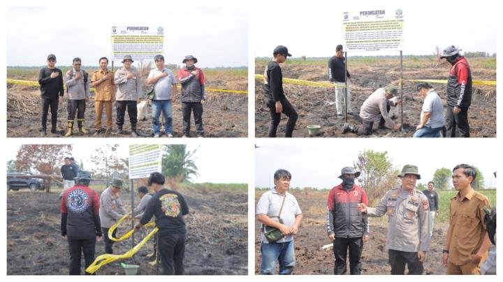 Kapolres Rohil Pimpin Pasang Plang Peringatan di TKP Karhutla: Tindak Tegas Setiap Pelanggaran!