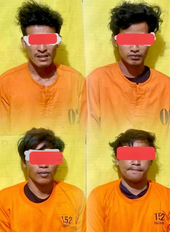 Empat Warga Kerumutan Curi 22 Tandan Buah Sawit PT SLS Digelandang ke Kantor Polisi