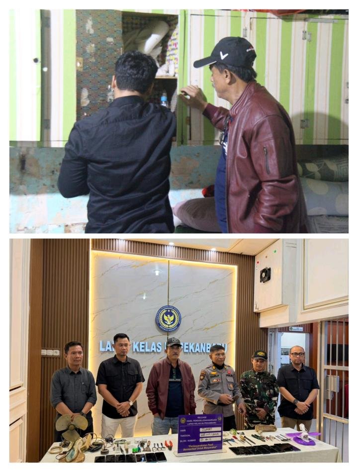 Bersinergi TNI-Polri Kakanwil Ditjenpas Riau Pimpin Razia Lapas, Sita 15 Ponsel dan Sajam 