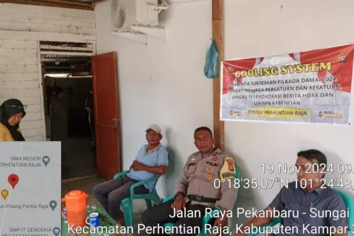 Kapolsek Perhentian Raja Ajak Warga Jaga Kestabilan Kamtibmas dan Tolak Politik Uang