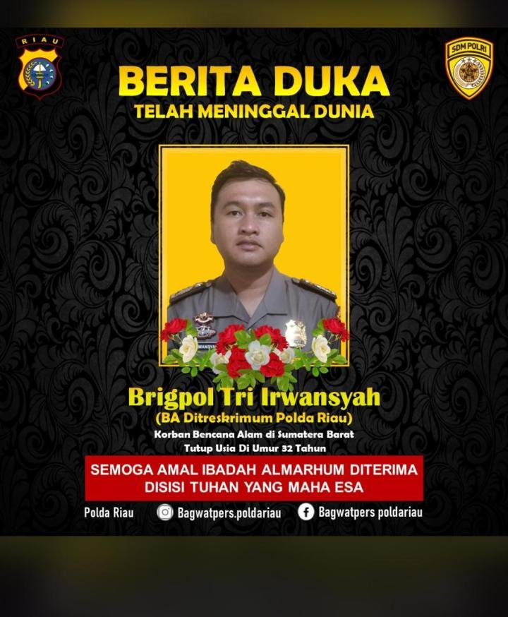 Polda Riau Berduka, Dua Penyidik Ditreskrimum Jadi Korban Bencana di Sumbar
