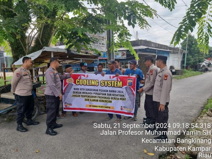 Cooling System di Pangkalan Becak Bangkinang Kota, Ini yang Disampaikan Satbinmas Polres Kampar 