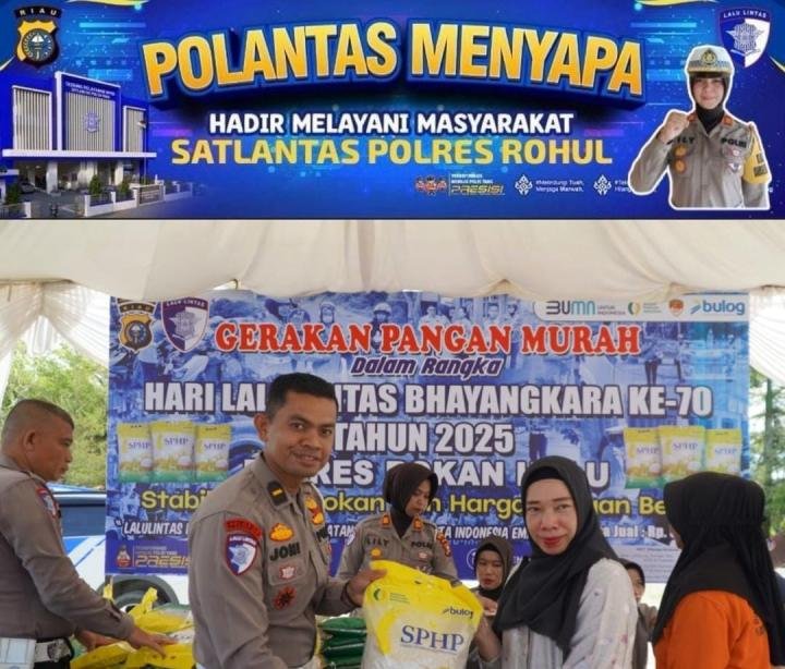 Sambut HUT ke-70 Lantas Bhayangkara, Polres Rohul Gelar Pasar Murah di Lima Titik