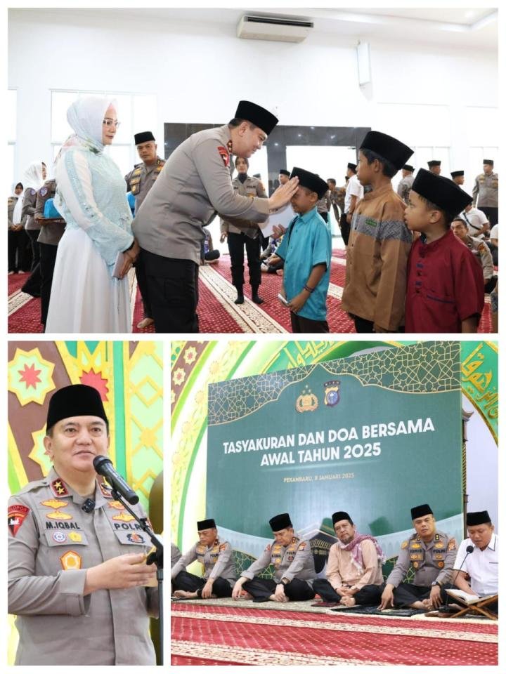 Gelar Tasyakuran Awal 2025, Polda Riau Santuni Anak Yatim dan Makan Bersama