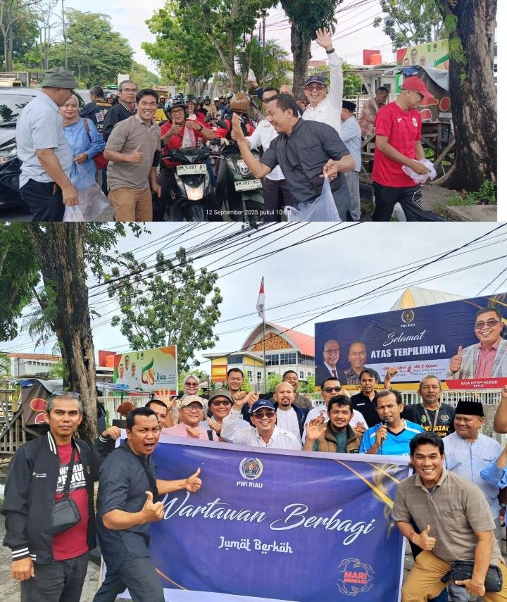 PWI Riau Sedekah 600 Nasi Bungkus ke Warga Pekanbaru di Jumat Berkah
