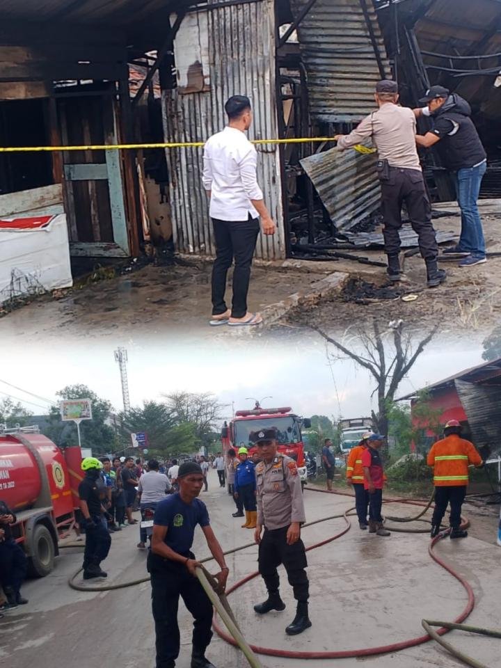 Enam Kios di Samping Tembok PT RAPP Ludes Terbakar