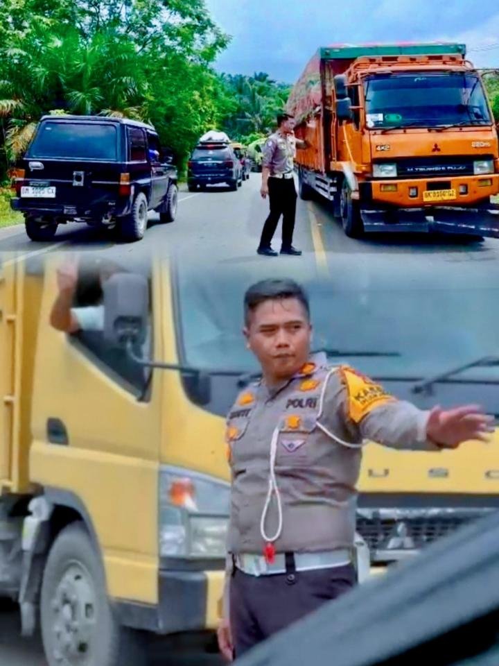 Satlantas Polres Pelalawan Berjibaku Urai Kemacetan, Akibat Dua Mobil Tabrakan di Libur Nataru