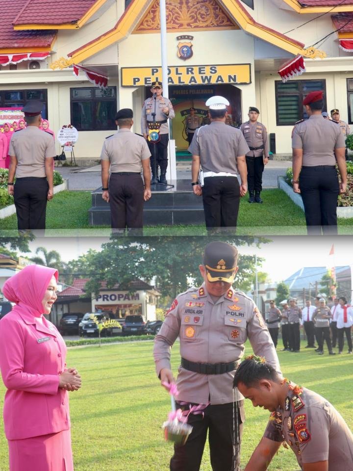 Kasat Reskrim AKP I Gede Yoga Bersama 27 Personel Polres Pelalawan Naik Pangkat