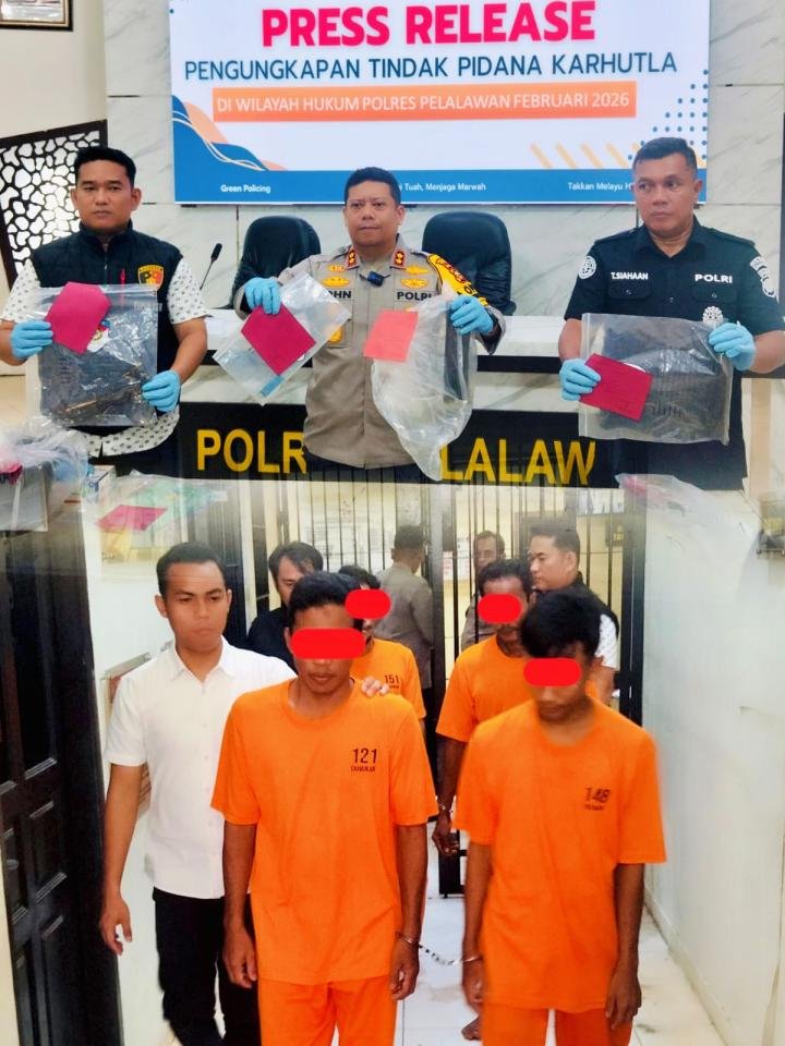 Polres Pelalawan Tangkap Empat Pelaku Pembakar Lahan