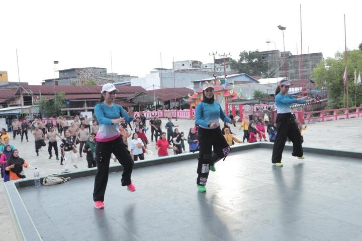 Senam Sehat Polres Rohil di Panipahan Semarak, Perkokoh Hubungan dengan Masyarakat