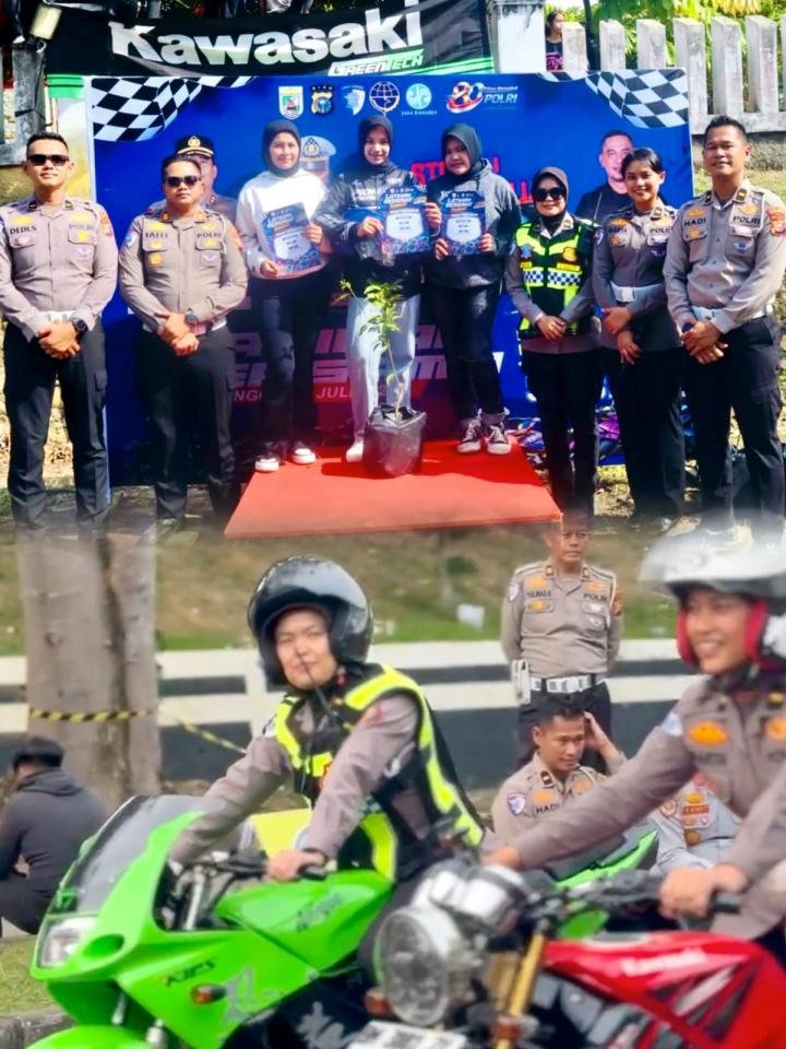 Polres Pelalawan Sukses Gelar Road Race Session 2, Tiga Polwan Cantik Ikut Ambil Bagian