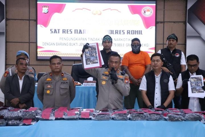 Polres Rohil Bongkar Jaringan Sabu 79,98 Kg, Ringkus Kurir Residivis 