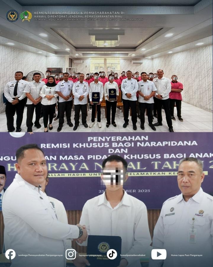 102 WBP Pasir Pengaraian Terima Remisi Khusus di Momen Natal 2025, Satu Langsung Bebas