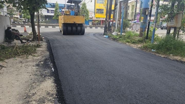 Awal Tahun Jalan Rusak di Pekanbaru Mulai Diperbaiki 