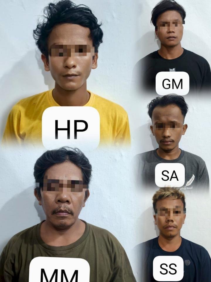 Bacok Teman Kerja hingga Terkapar Bersimbah Darah, 5 Buruh Sawit Diringkus Polres Pelalawan