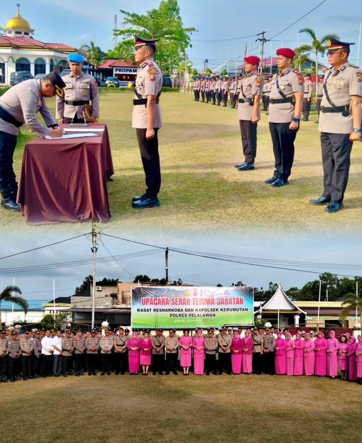 Kapolres Pelalawan Sertijabkan Kasat Resnarkoba dan Kapolsek Kerumutan, Ini Penggantinya