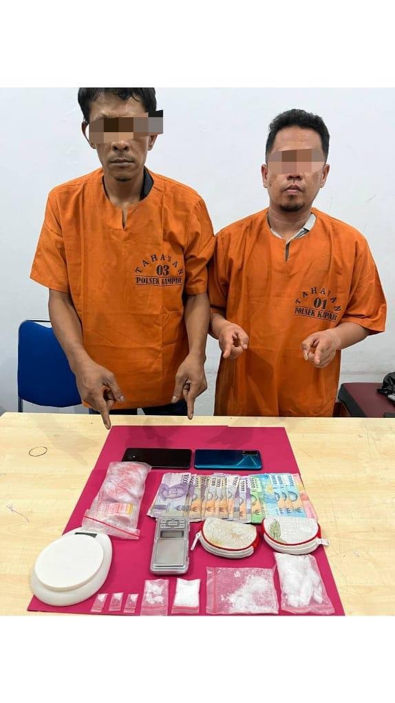 2 Pengedar Narkoba di Desa Sendayan Ditangkap Polsek Kampar, Sejumlah Barang Bukti Diamankan