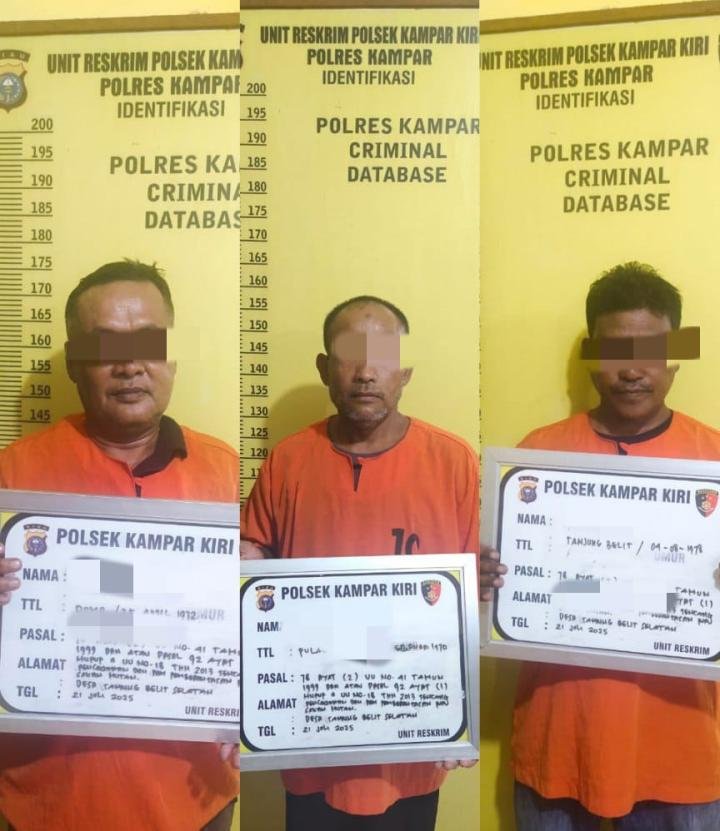 Rambah Hutan Lindung, 3 Warga Kampar Kiri Hulu Ditangkap Polisi