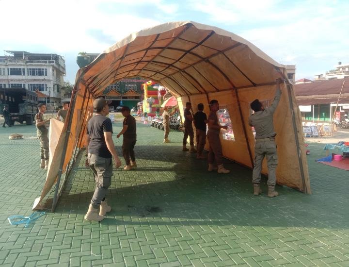 Sikapi Instruksi Bupati, Satpol PP Kuansing Dirikan Tenda Posko Antisipasi Bencana