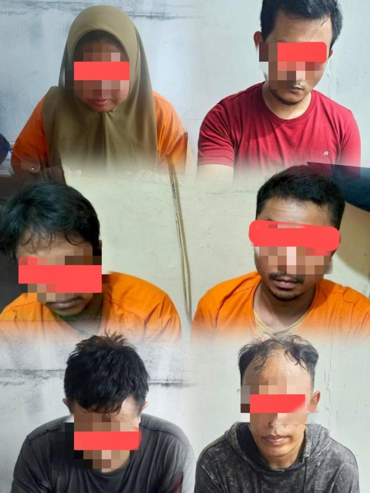 Seorang Bandar Wanita dan 5 Pria Pengedar Narkoba Ditangkap Polres Pelalawan