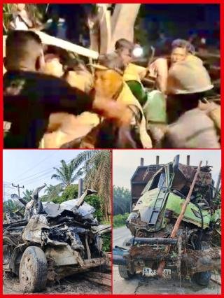 Truk Tak Sanggup Menanjak, 5 Penumpang Mobil Travel Tewas Tertimpa Kayu Balak dan 3 Luka-luka