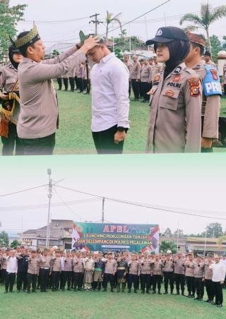 Kapolres Pelalawan Pimpin Launching Penggunaan Tanjak dan Selempang Bagi Personel 