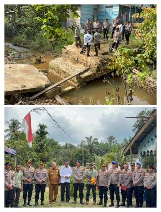 Kapolres Inhu Dampingi Karo Ops Polda Riau Tinjau Pembangunan Jembatan Penghubung Presisi