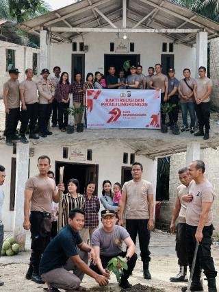 Peringati Hari Bhayangkara ke-79, Polsek Langgam Tanam Pohon dan Bersihkan Tempat Ibadah