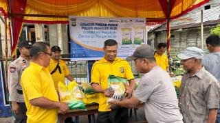 Polsek Tanah Merah Gelar Gerakan Pangan Murah, 200 Karung Beras Habis Terjual Diserbu Warga