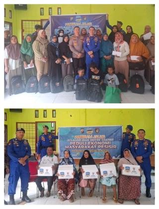 Satpolairud Bagikan Sembako dan Perlengkapan Sekolah ke Warga Pesisir di Langgam