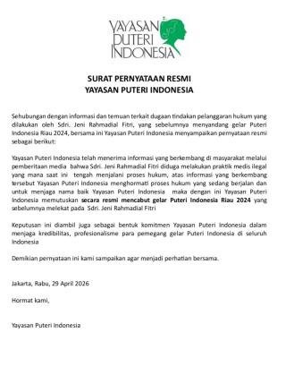 Yayasan Puteri Indonesia Cabut Gelar Finalis Riau 2024, Dugaan Praktik Medis Ilegal