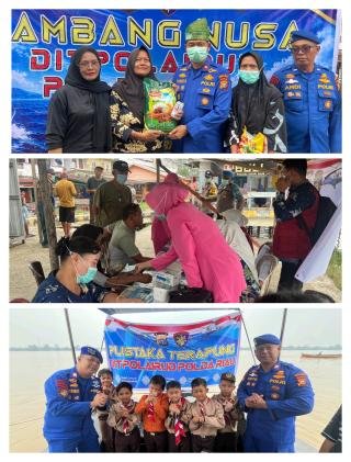 Polisi Bersama Masyarakat di Pulau Kijang, Polda Riau Bagikan Beras dan Layanan Kesehatan Gratis