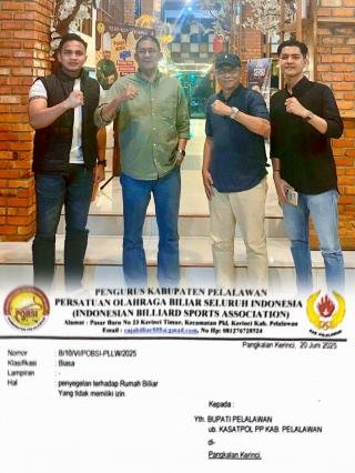 POBSI Surati Bupati Pelalawan: Minta Satpol PP Tegas Tertibkan Tempat Billiard Ilegal