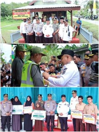 Bersama Kapolda Tinjau Pos Kamling di Meranti, Gubri Serahkan BSM dan Santuni Anak Yatim 