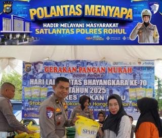 Sambut HUT ke-70 Lantas Bhayangkara, Polres Rohul Gelar Pasar Murah di Lima Titik
