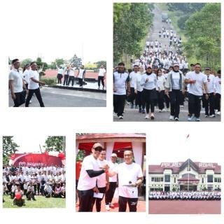 Semarakkan HUT ke-80 RI, Polres Rohil Gelar Jalan Santai Bersama Masyarakat, Bertabur Doorprize