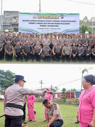 Kado Tahun Baru, Dua Kapolsek dan Kasi Humas Polres Pelalawan Naik Pangkat