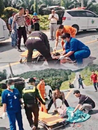 Kepala Suami Pecah Dilindas Truk, Istri dan Cucu Luka-luka