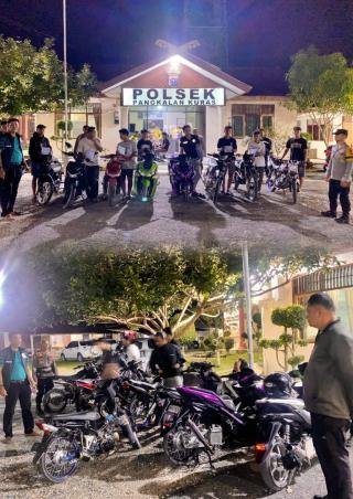 Polsek Pangkalan Kuras Tertibkan Balap Liar, 8 Motor Trondol Diamankan