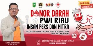 Senin Mendatang, PWI Riau Gelar Aksi Kemanusiaan Donor Darah 