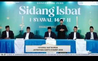 Pemerintah Tetapkan 1 Syawal 1447 Hijriah Jatuh Pada Sabtu, 21 Maret 2026