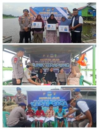 Satpolairud Polres Pelalawan Bagi Sembako, Cek Kesehatan dan Galakkan Gemar Membaca 