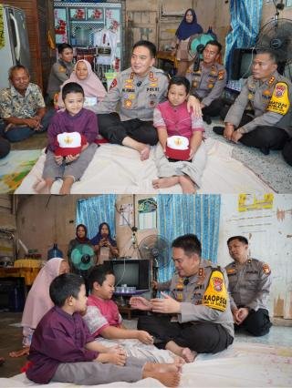 Berangsur Pulih, Kakak Beradik Penderita Tulang Kaca di Pekanbaru Ini Sumringah Disambangi Kapolda 