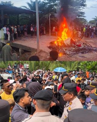 Rumah Diduga Bandar Narkoba di Rohil Dibakar Massa, Empat Motor Hangus